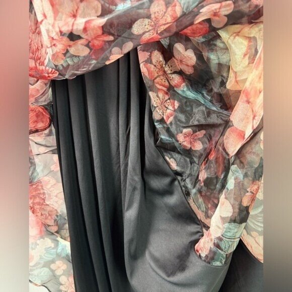 LULUS Bringing the Charm Floral Full Length Organza Gown One Shoulder NWT Sz S - Picture 8 of 11